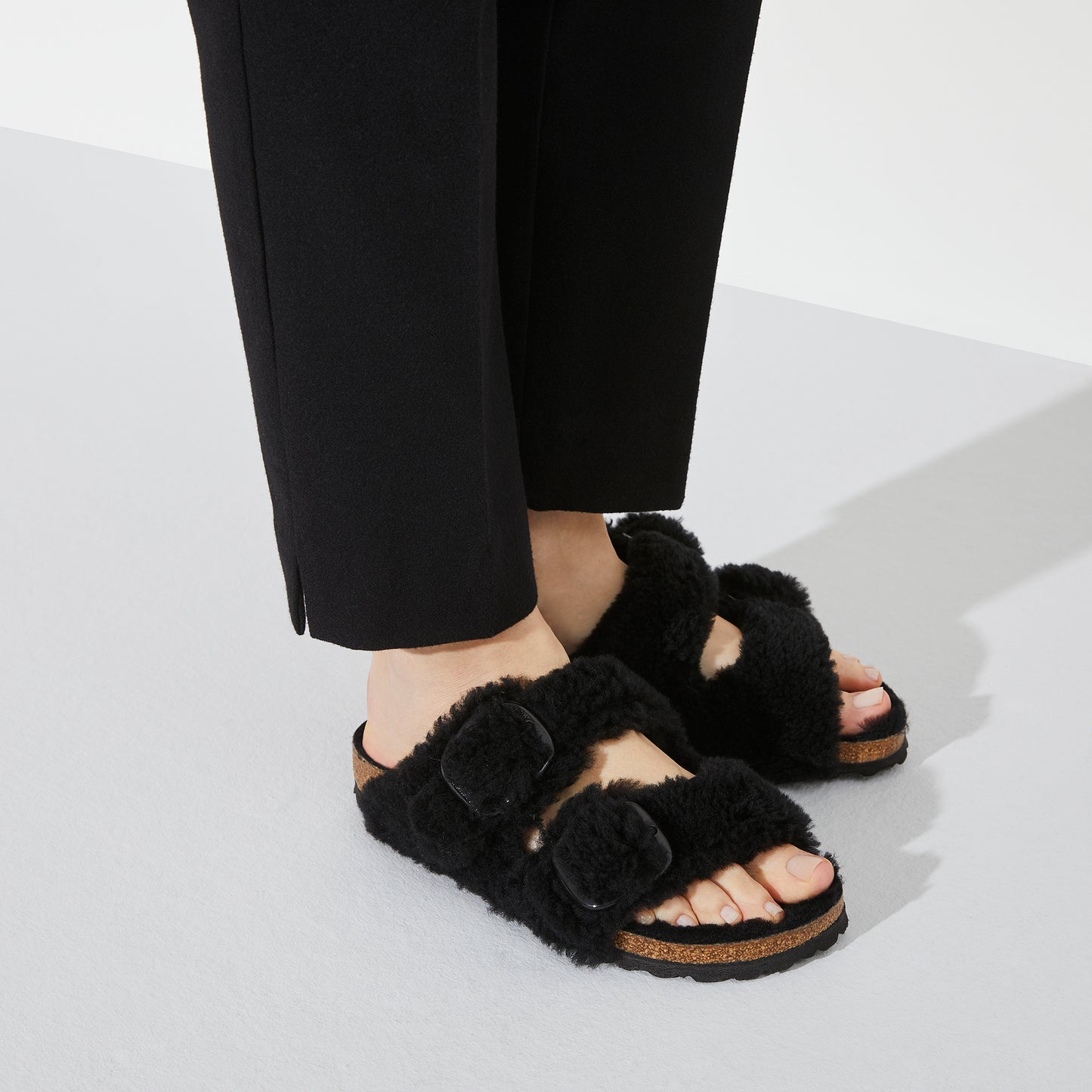 Birkenstock arizona teddy big buckle black