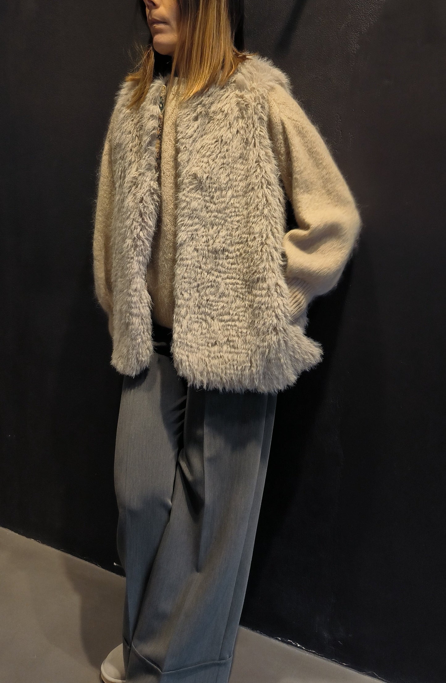 Gilet ecofur grigio