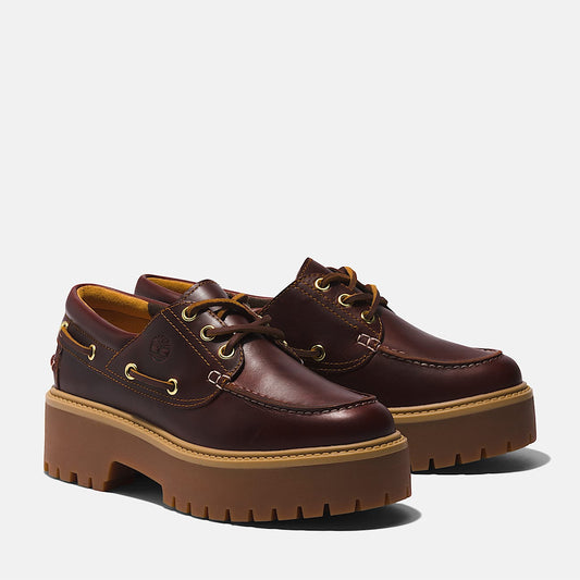 Scarpa da Barca con Plateau Stone Street da Donna in marrone