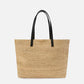 Borsa City in raffia con logo nero ricamato a contrasto