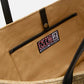 Borsa City in raffia con logo nero ricamato a contrasto